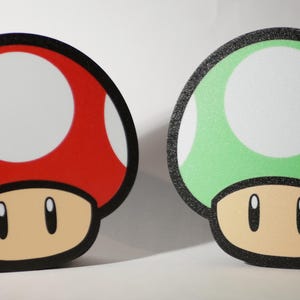 One-Up!!  Set of 2 One-Up Mushrooms --Wall Hanging!!  Mario, mushroom, couple, life