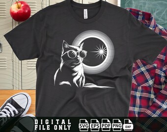 Partial Solar Eclipse Png SVG, Solar Eclipse 2025, Cat Watching Total Solar Eclipse, Solar Eclipse March 29 2025 Png SVG, Digital Download