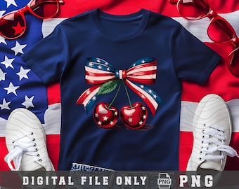 Retro vintage VS-coquette png, Cherry Coquette Bow png, Amerika png, 4 juli png, Memorial Day png, Girly USA png, retro zomer png