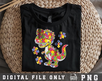 Autism Awareness Dinosaur Png, Embrace Differences Autism Dinosaur, T-rex Autism Png, Autism Png for Kids, Dino Autism Png, Trex Puzzle
