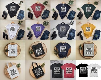 12 Mockup modernes Tshirt, T-Shirt, Mockup paket, JPG Paket, digitaler Download, Canva 3001 Hemd, Mockup paket, Einkaufstasche Mockup