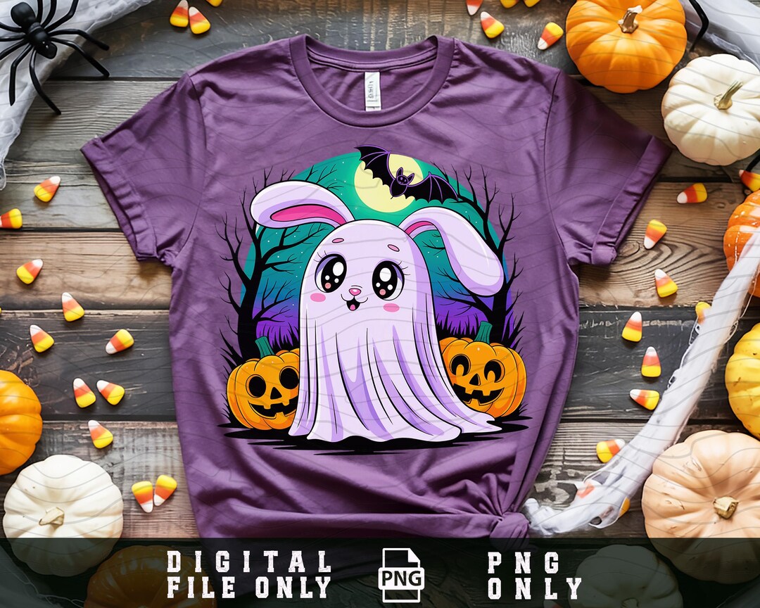 Cute Rabbit Ghost Boo Halloween Png, Halloween Ghost Bunny Png, Kawaii ...