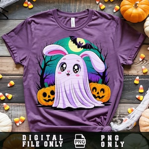 Cute Rabbit Ghost Boo Halloween Png, Halloween Ghost Bunny Png, Kawaii Rabbit Boo, Halloween Vibes Png, Spooky Season, Halloween Gift