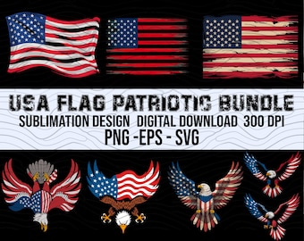 Amerikansk flagga-paket, amerikansk flagga SvgPng, 4 juli Svg, Veteran Day USA-flagga, Distressed Flag Svg, Patriotisk grunge USA-flagga T-shirt