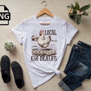 Local Egg Dealer PNG, Retro Funny Chicken png, Funny Easter png, Chicken Lover png, Chicken Lady png, Farmhouse Chicken png
