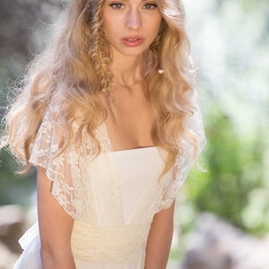Boho infinity wrap top, detachable lace straps, lace wedding wrap top, wedding cover-up, versatile lace top, open back ivory lace cover up