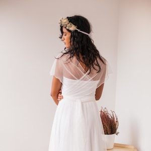 Dotted swiss tulle wedding dress, dotted swiss tulle wedding dress, white dotted swiss dress, soft dotted swiss wedding gown, swiss dot gown