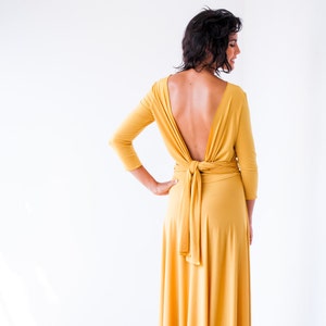 Long sleeve maxi dress, maxi dress, long sleeve dress, mustard evening dress, buttercup bridesmaid dresses long sleeve maxi dress bridesmaid image 1