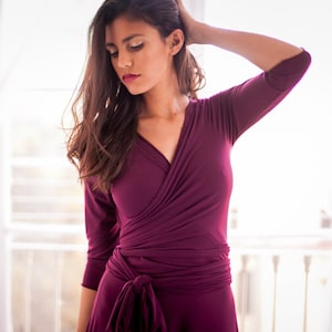 Long sleeve burgundy maxi dress Long marsala multi way dress one shoulder dresses long sleeve bridesmaid dress convertible long wrap dress image 3