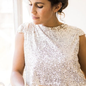 Bridal Sequin Top - Silver Sparkle for Weddings and Special Occasions