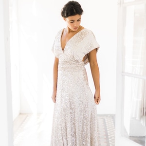 Vestido de novia de lentejuelas, traje de novia glamuroso, vestido con lentejuelas plateadas, vestido convertible de novia, vestido fiesta