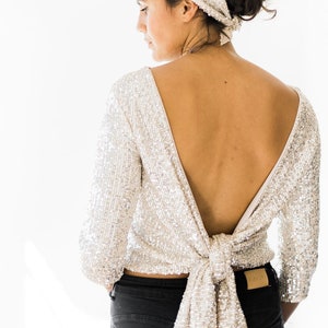 Bridesmaid wedding bolero, Sequin multi way wrap top, long sleeve sequin wrap top, long sleeve shimmer jacket, silver sequin infinity bolero