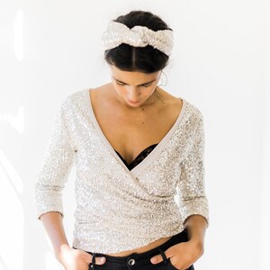Ballet Wrap Sweater With Silver Sequin Black Friday Sale Sequin Cardigan Gift for Her Etsy