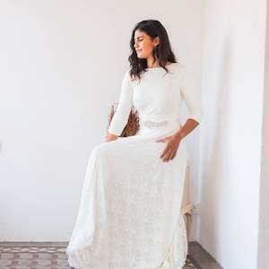 Winter wedding dress, wedding dress long sleeve, bridal gown 3/4 sleeve, modest wedding dress long sleeve, bridal gown for winter wedding
