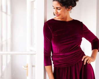 Velvet Wrap Dress: Long Sleeve Bridesmaid or Thanksgiving Dress