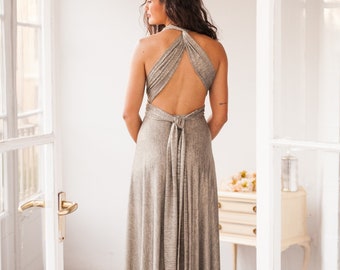 metallic infinity dress Infinity Dress Metallic Blue Bridesmaid Dresses Infinity Dress Convertible 72+ Ways Multiway Wrap Dress, Dusty