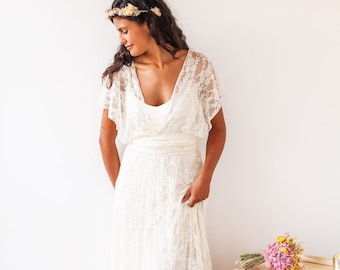 Grecian wedding dress for beach wedding in ivory lace, black friday sale