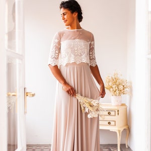 Elegant Embroidered Bridal Top with Three Quarter Sleeves - Handcrafted Wedding Blouse