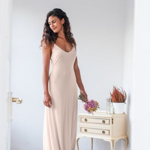 Minimalist wedding dress with A cut and slip dress with low cut back Black Friday Sale