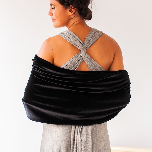 black velvet shawl, elegant circle scarf cover up for evenings and weddings, mother of the bride