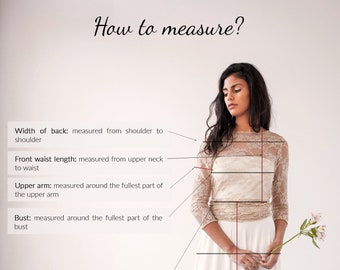 How-to-measure guide for your FRIDA "made-to-measure" dress, Mimetik Bcn, guide for your Mimetik Dress, wrap wedding dress, how to measure
