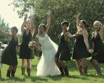 Short infinity dress, Convertible dress short, Short bridesmaid dress, Short party dress, Cocktail dress, Multi-way dress knee length