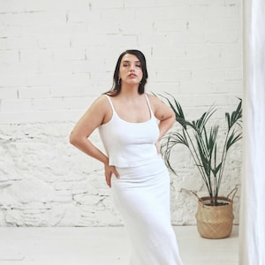 Ivory Sequin Separates Dress for Plus Size Bride, Wedding Gown with Sparkle and Style