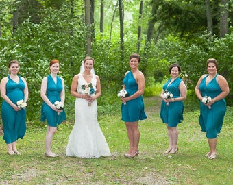 Teal bridesmaid dress, turquoise short party dress, short teal dress, turquoise bridesmaids, teal bridesmaid dresses, infinity