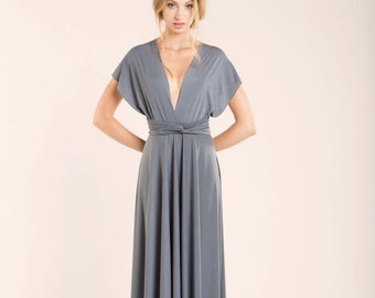 gray maxi bridesmaid dress
