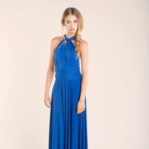Lange köningsblauen Kleid, köningsblau vielseitig Kleid, Maxi Kleid, weibliche Kleid, Kobaltblau Festkleid, vielseitig Brautjungfernkleider