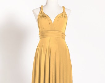 Long Maternity Dress Mustard Infinity 