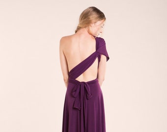 Purple party dress, aubergine infinity dress, event dress, eggplant bridesmaid dress, convertible versatile gown, asymmetrical long dress