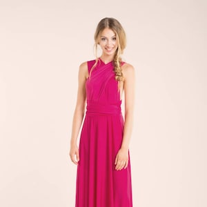 Pink bridesmaid dress, long dress, hot pink bridesmaid dresses, fuchsia maxi dress, pink infinity gown, fuchsia dress, pink infinity dress
