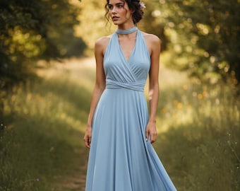 Icy Blue Infinity Bridesmaid Dress – Convertible Multiway Gown