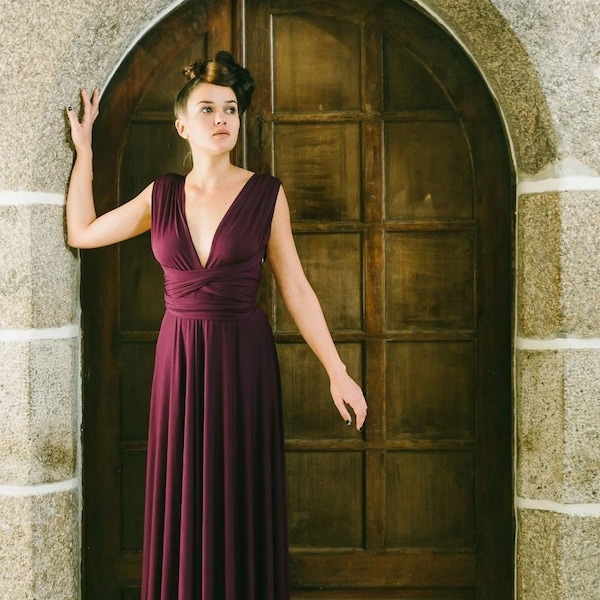 Marsala bridesmaid dress infinity long dress, marsala wedding evening gown, ready to ship dress, wine bridesmaids dresses