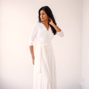 Wedding wrap dress, wedding dress, long wrap dress, long white dress with sleeves, long sleeved wedding dress, white long sleeves wrap dress