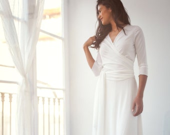 Long Sleeved Wedding Dress Ivory White Bridal Gown With 3/4 | Etsy Australia