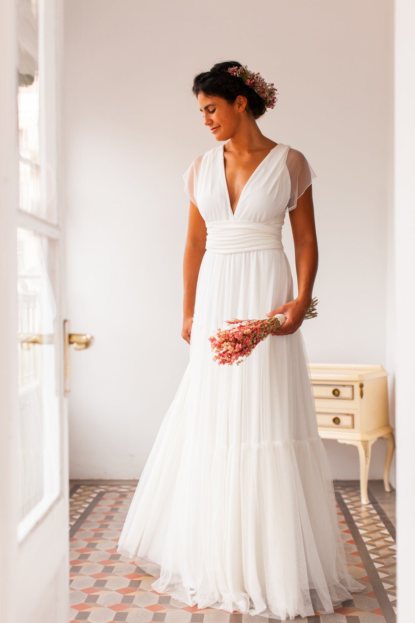 Tiered Wedding Skirt Overlay in Ivory Tulle for Peasant Style - Etsy UK