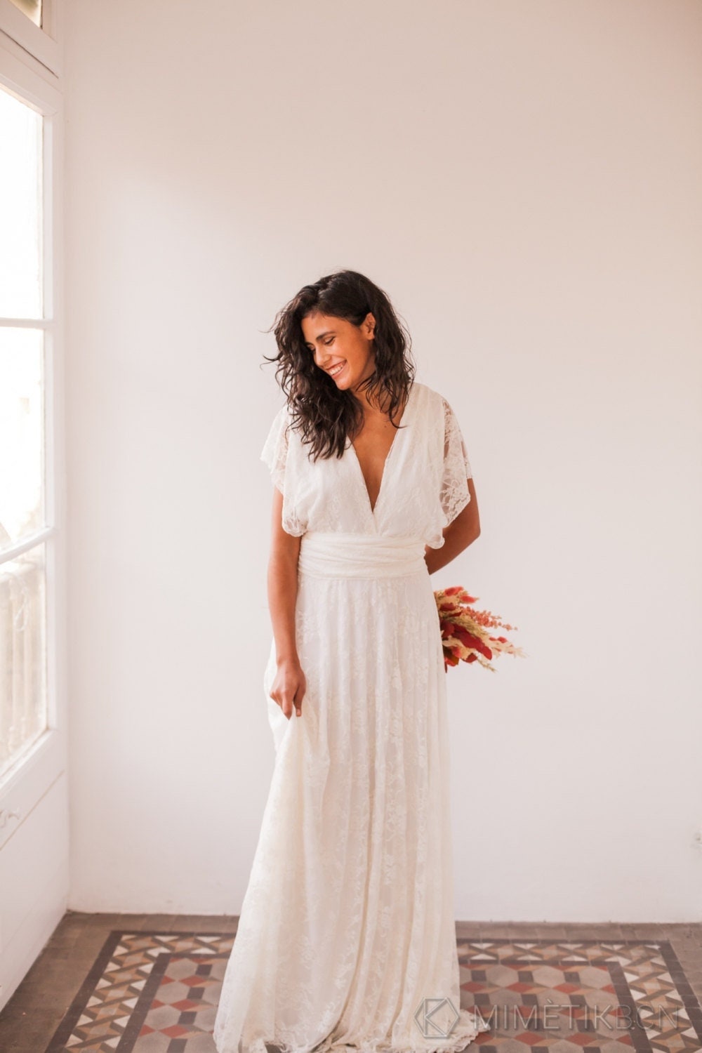 Robe de mariée bohème longue en dentelle