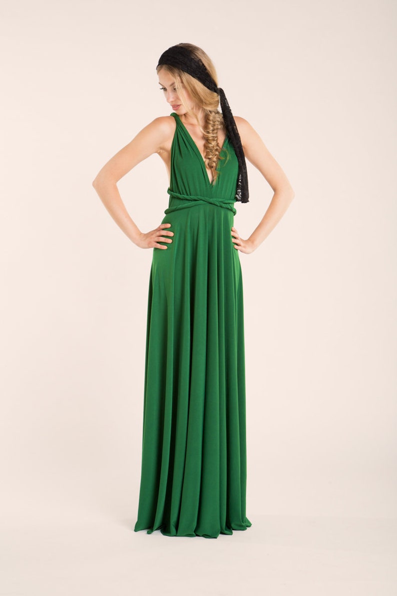 Forest green dress long infinity dress green long maxi dress | Etsy