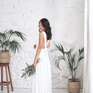 Ivory Boho Wedding Dress with overskirt with Train, Convertible Lace Bridal Separates