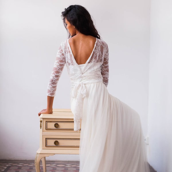 Backless bruidsjurk, Bruidsjurk, Backless bruidsjurk, Backless trouwjurk, Backless jurk, Backless kanten jurk, Backless kant bruiloft