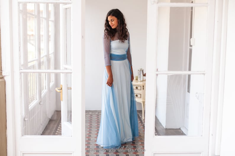 blue casual wedding dress