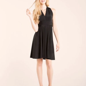 Short black infinity dress knee-length minimalist short dress for wedding guest and party image 3