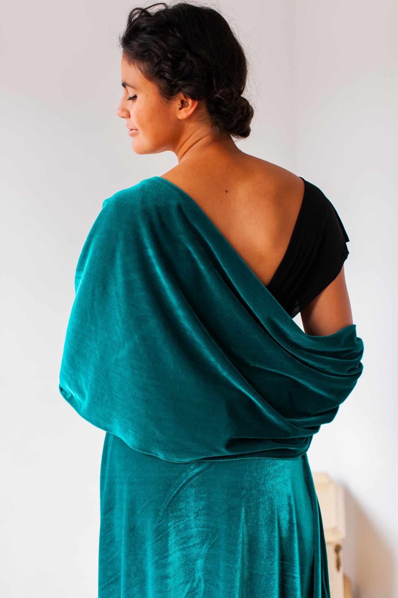 shawl for dark green dress Emerald Green Velvet Shawl: Evening Dress Cover-up