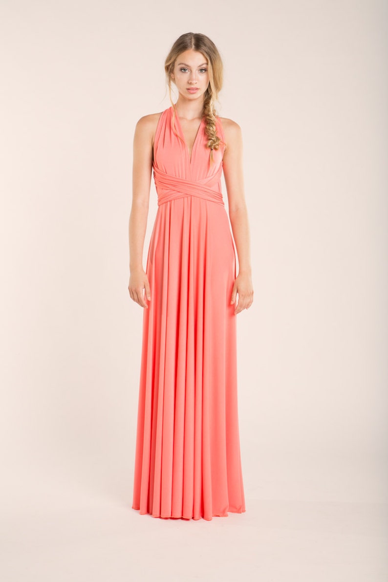 coral halter bridesmaid dress