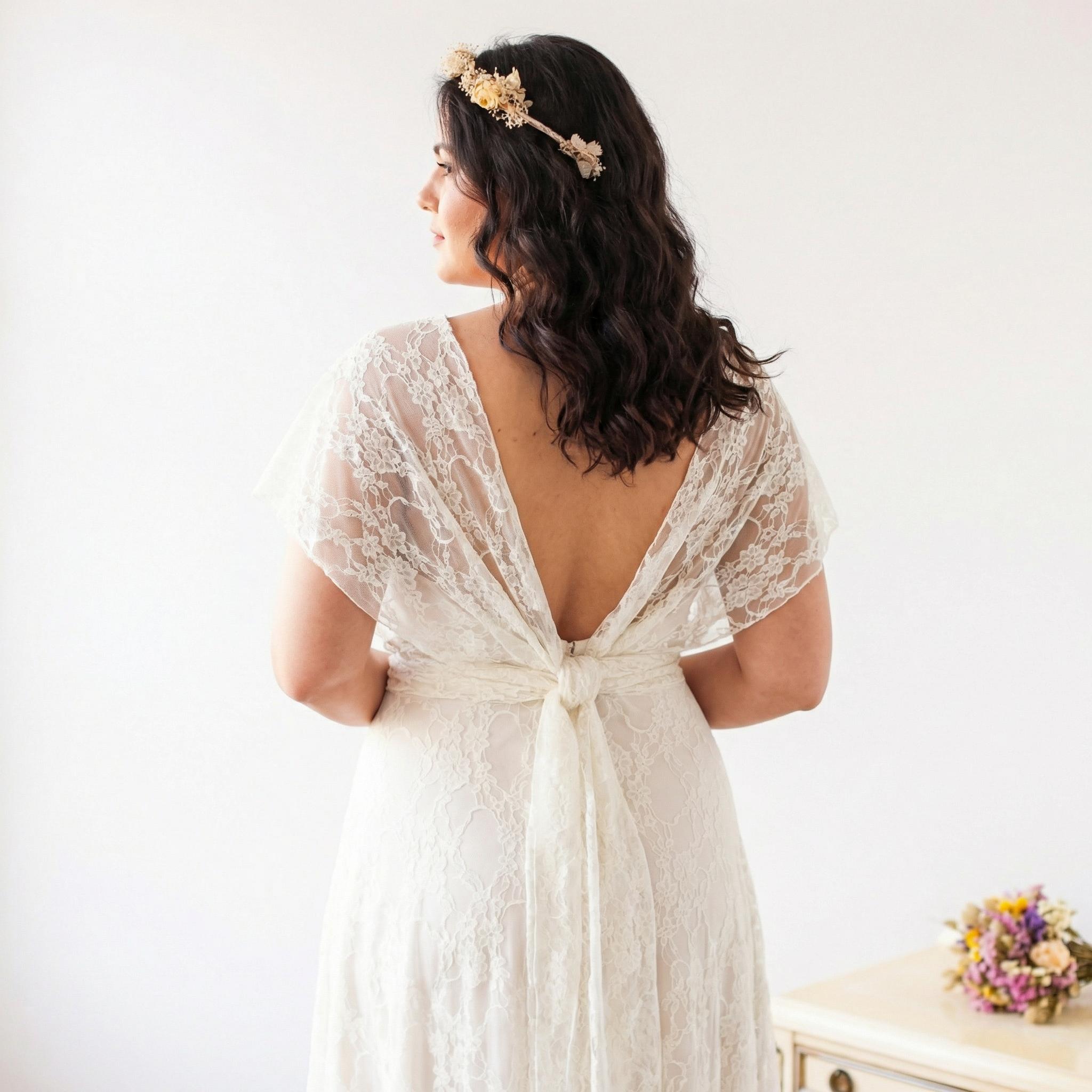 Plus Boho Lace Wedding Dress