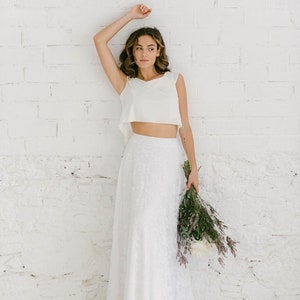Alternative Open Back Bridal Crop Top - Minimalist Wedding Top for Modern Brides