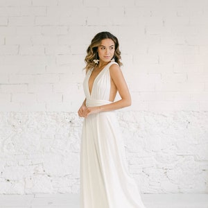 Wedding Jumpsuit for stylish bride, minimalist Jumpsuit in ivory, infinity wedding jumpsuit, chic romper for trendy brides alternative bride image 3