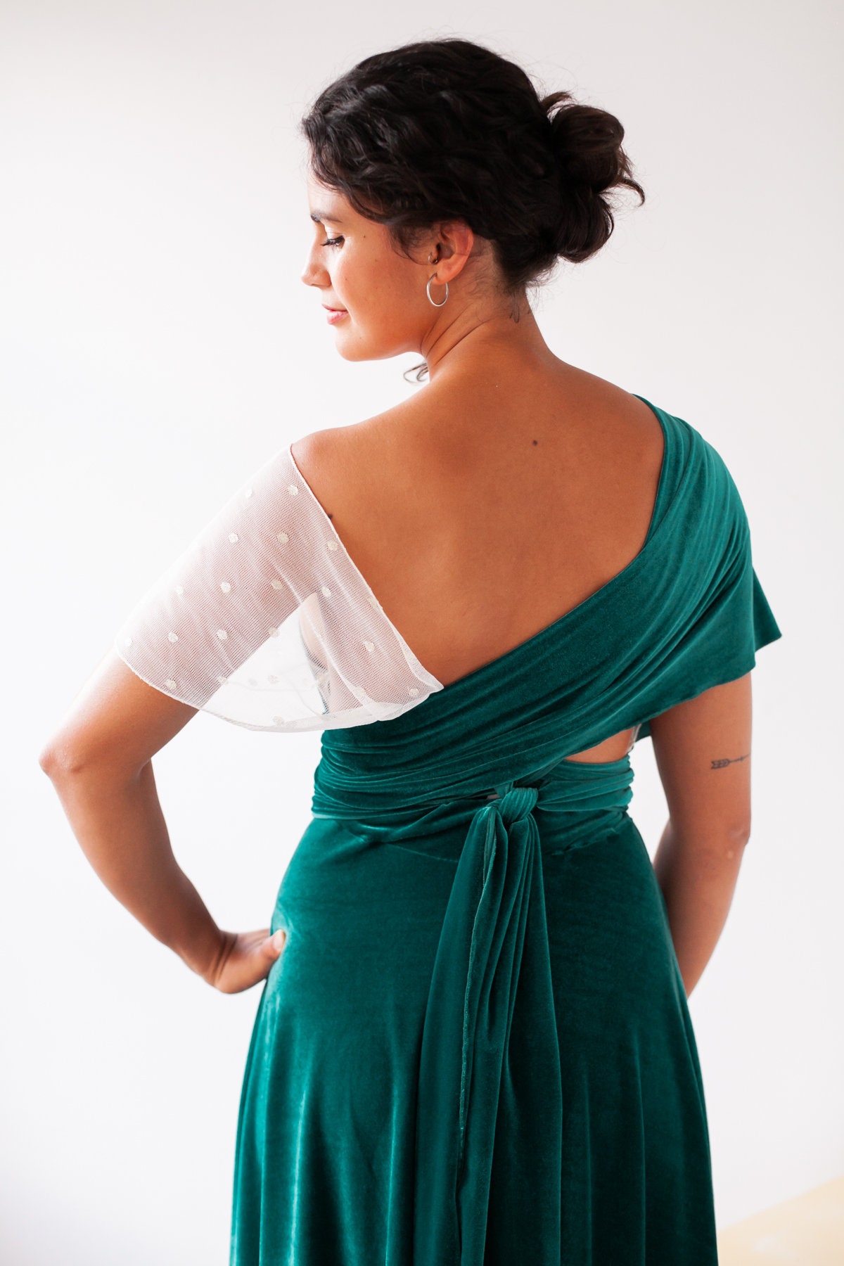 green one shoulder wrap dress Tatiana Velvet One Shoulder Maxi Dress | Sage